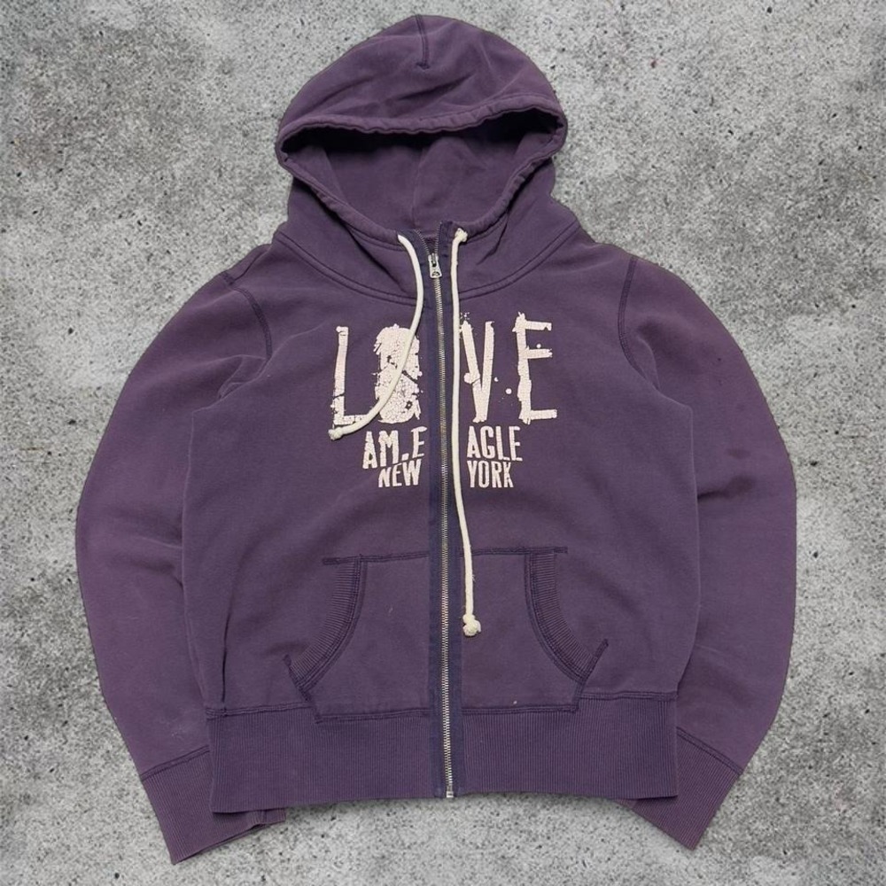 Vintage Y2K American Eagle Women's Cropped Hoodie